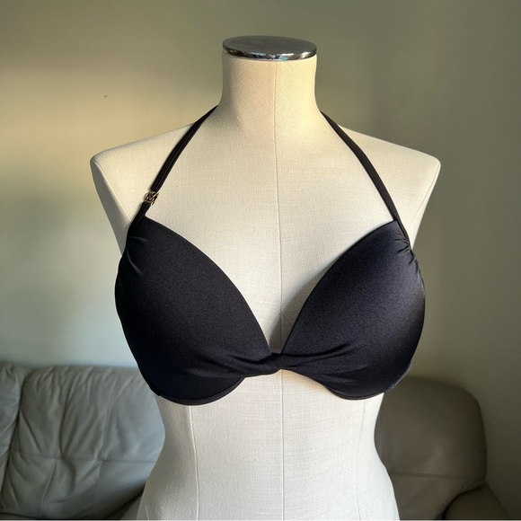 Victoria’s Secret Twist Front Push Up Swim Bikini Top Black Sz 36 D - Picture 16 of 16
